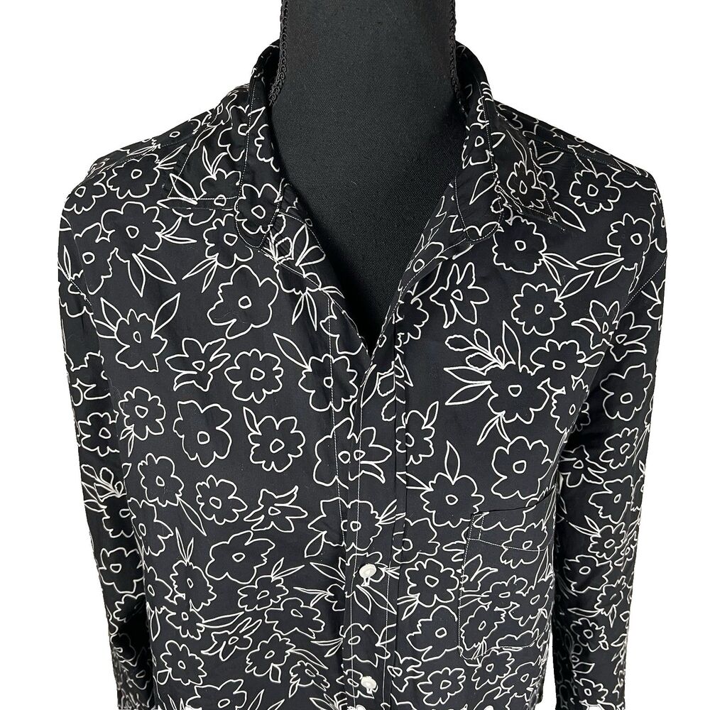 Frank and Eileen Silvio Black Floral Untuckable Button Up Blouse Large Capsule - Picture 2 of 12